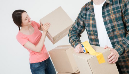 Professional movers handling boxes for a compact relocation