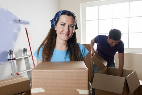 Secure long-term storage space with labeled boxes and furniture