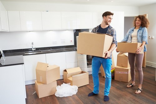 Organized home belongings inside a mobile self storage container